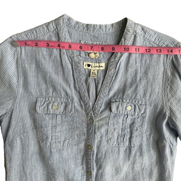 Malvin Hamburg Germany Blue Stripe Linen Shirt Dress Size: 6 Small - Picture 6 of 12